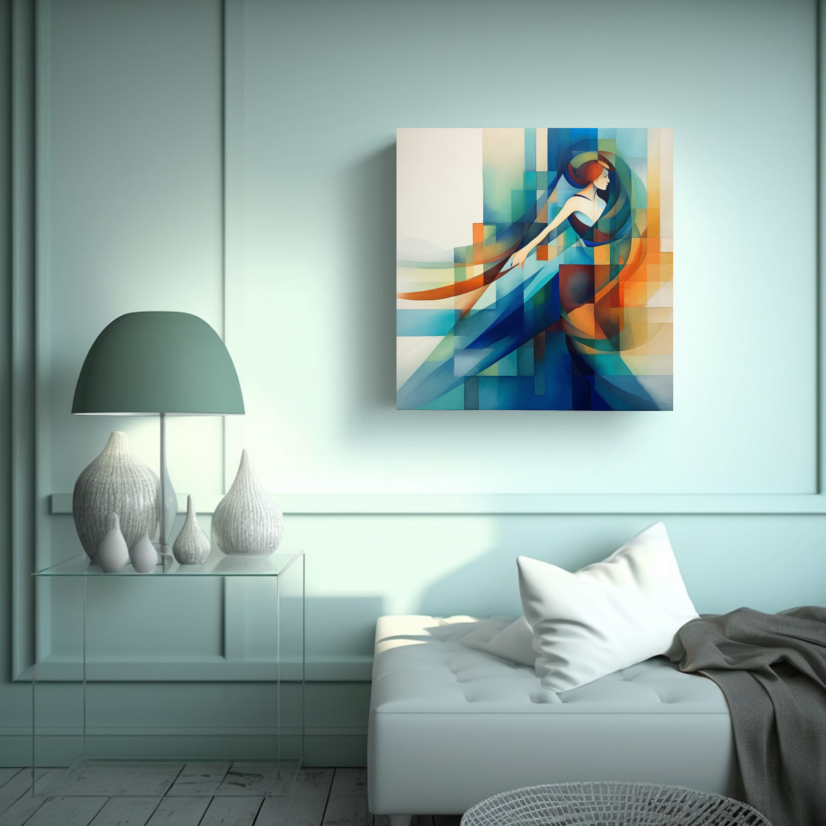 CUADRO DECORATIVO DE MUJER BAILANDO EN ESTILO 50X50 CM - 2