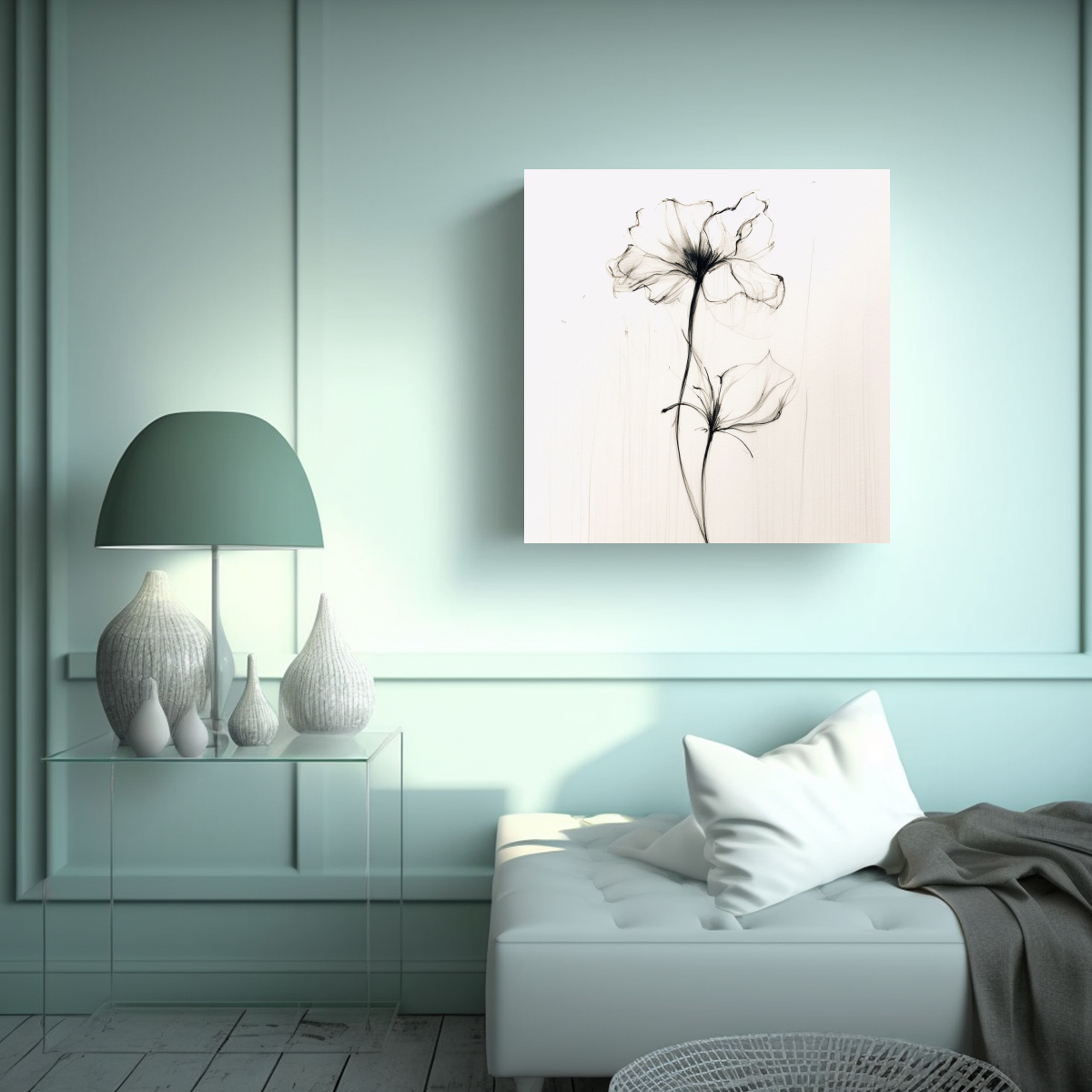 CUADRO BELLEZA NATURAL DIBUJO ANALÍTICO UN TRAZO 100X100 CM - 2