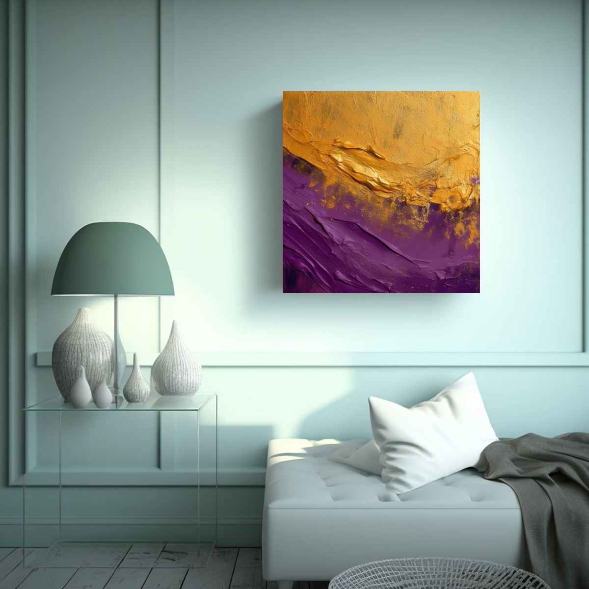 PINTURA DECORATIVA EN BASTIDOR CONCEPTUAL ÚNICO, 90X90 CM - 2