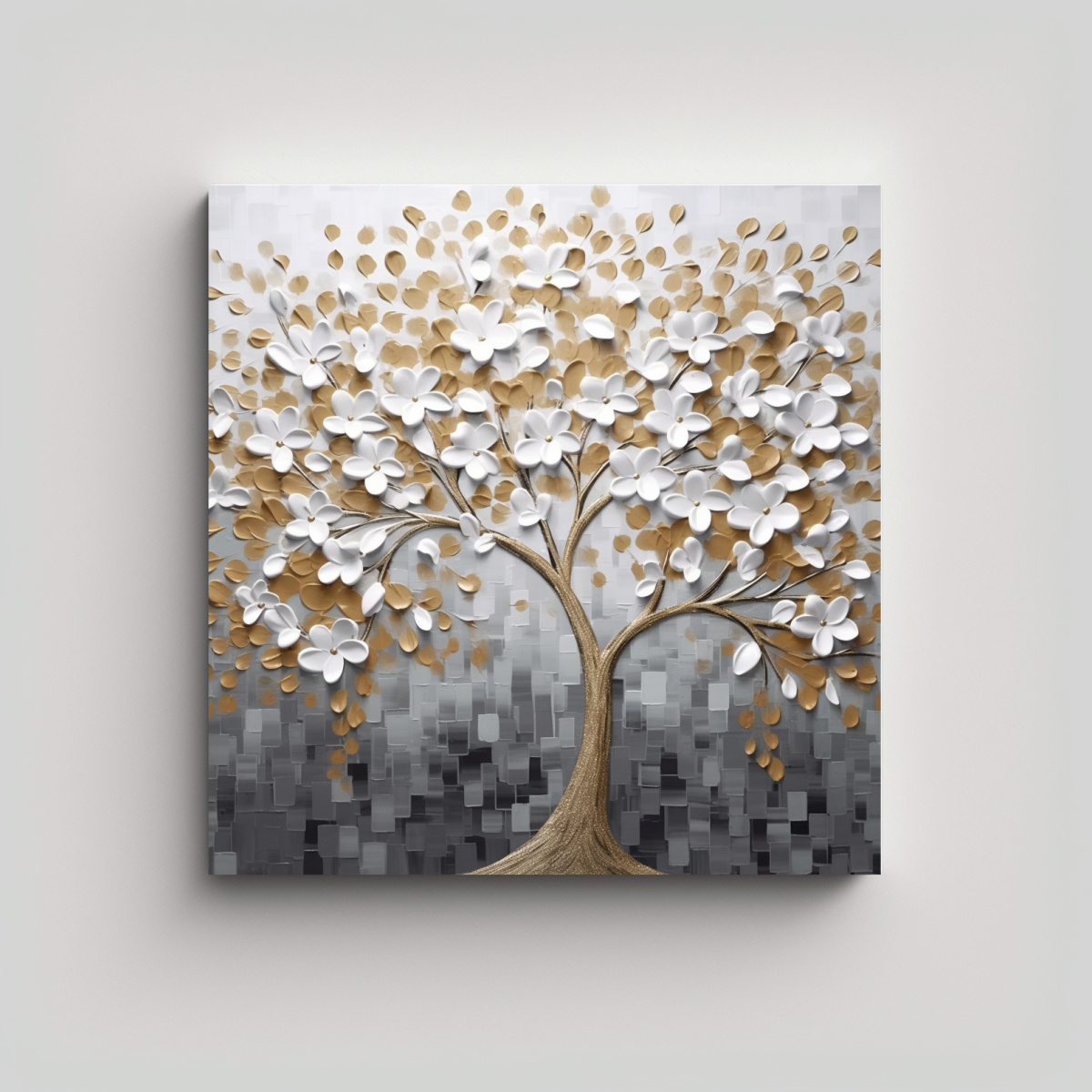 PINTURA DECORATIVA DE ÁRBOL ABSTRACTO CON 80X80 CM - 1