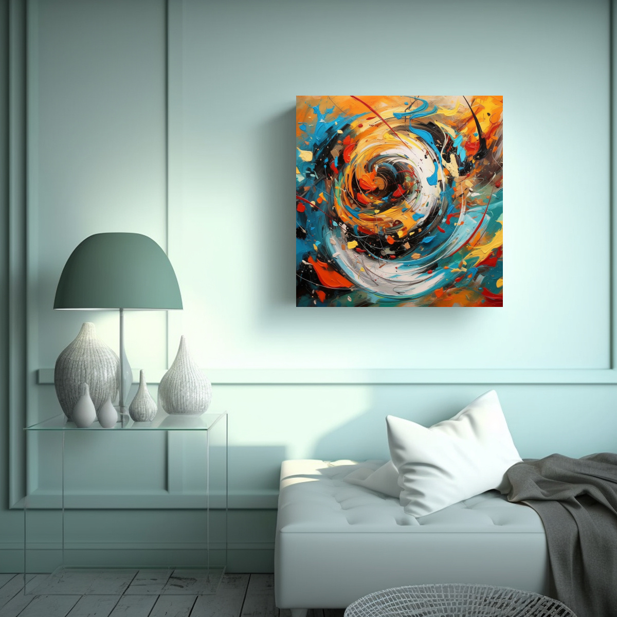 PINTURA ABSTRACTA EN LIENZO DE ALTA CALIDAD 50X50 CM - 2