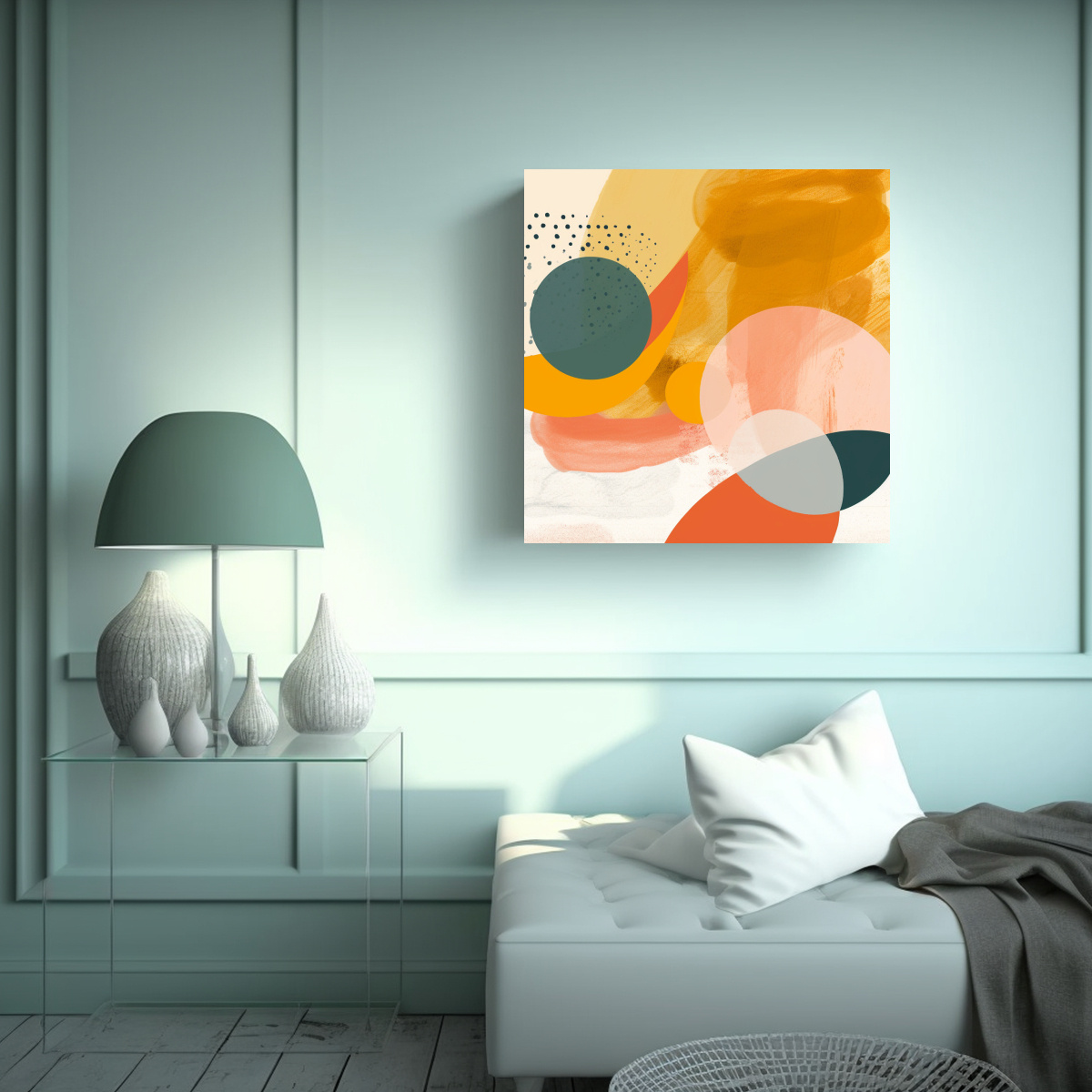 ARTE DE PARED MODERNO CON PALETA NARANJA Y 60X60 CM - 2