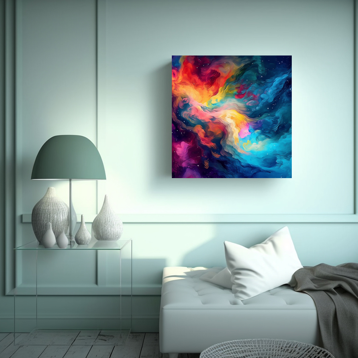 ARTE DE PARED VINTAGE CON FONDO MULTICOLOR 100X100 CM - 2