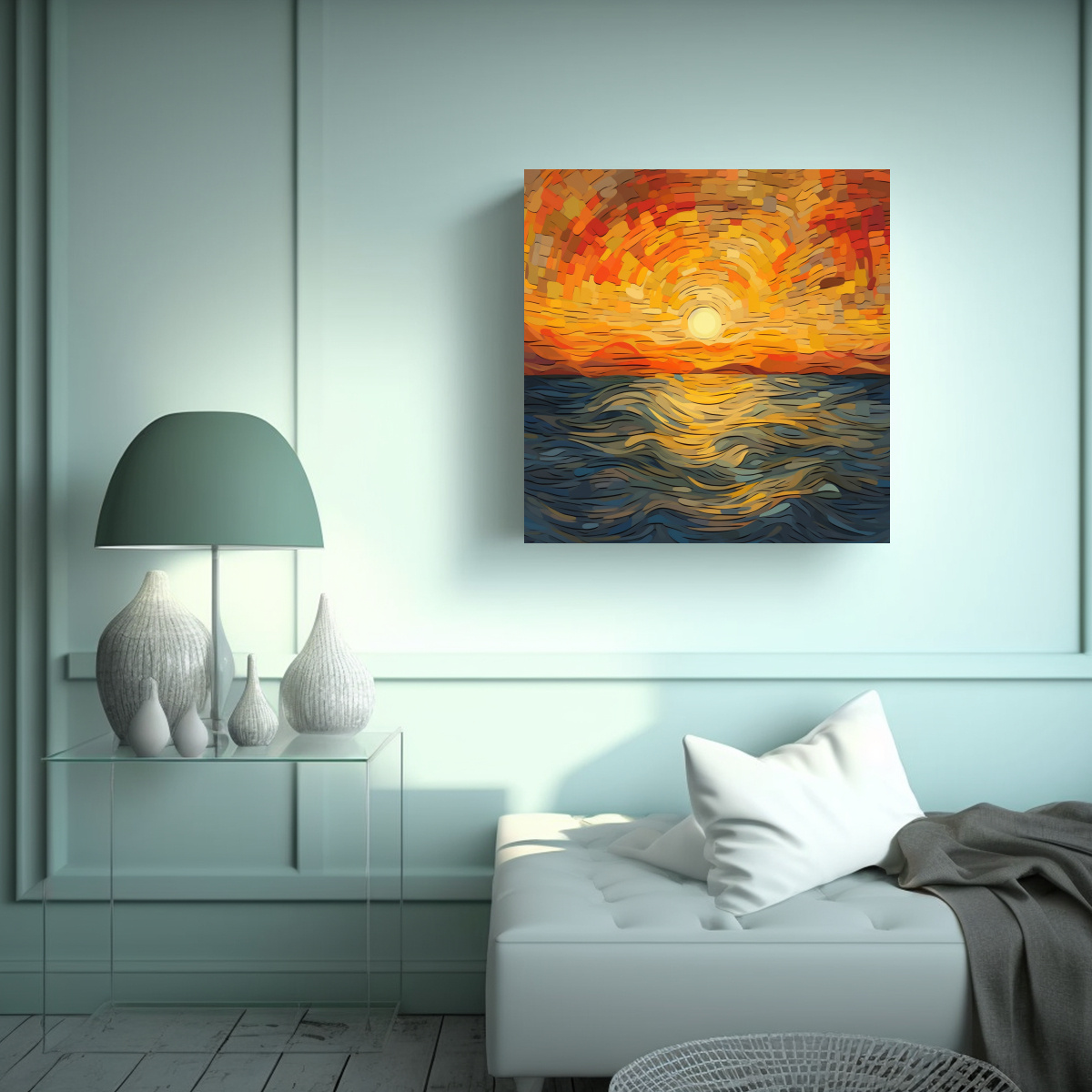 PINTURA MURAL DE ALTA CALIDAD, ARMONÍA CROMÁTICA 90X90 CM - 2