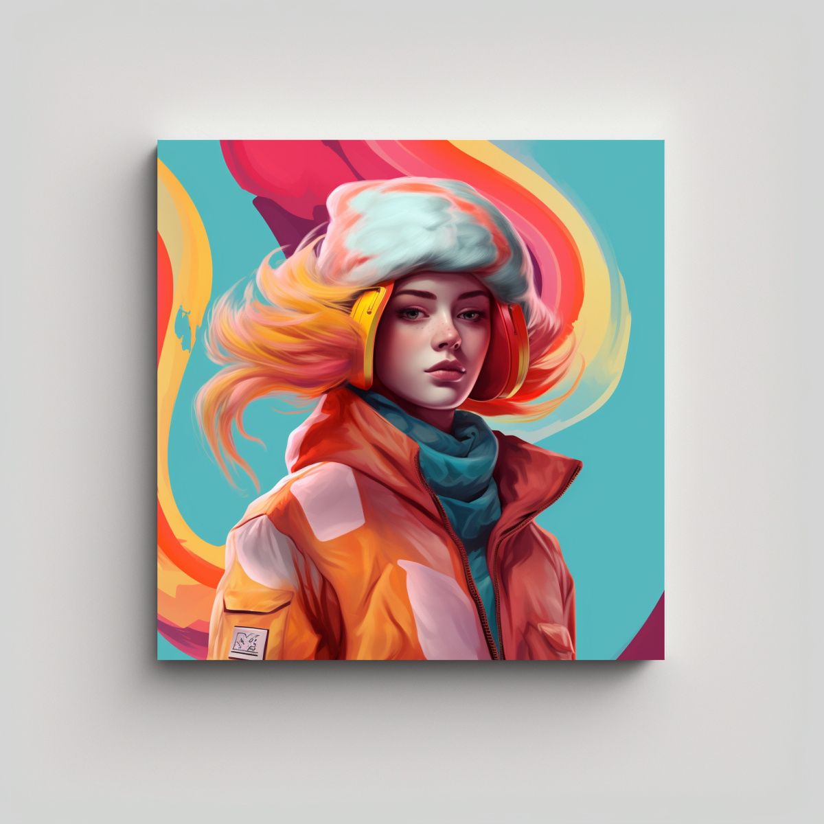 LIENZO DE TELA TONOS MURAL EN CHAQUETA DE 100X100 CM - 1