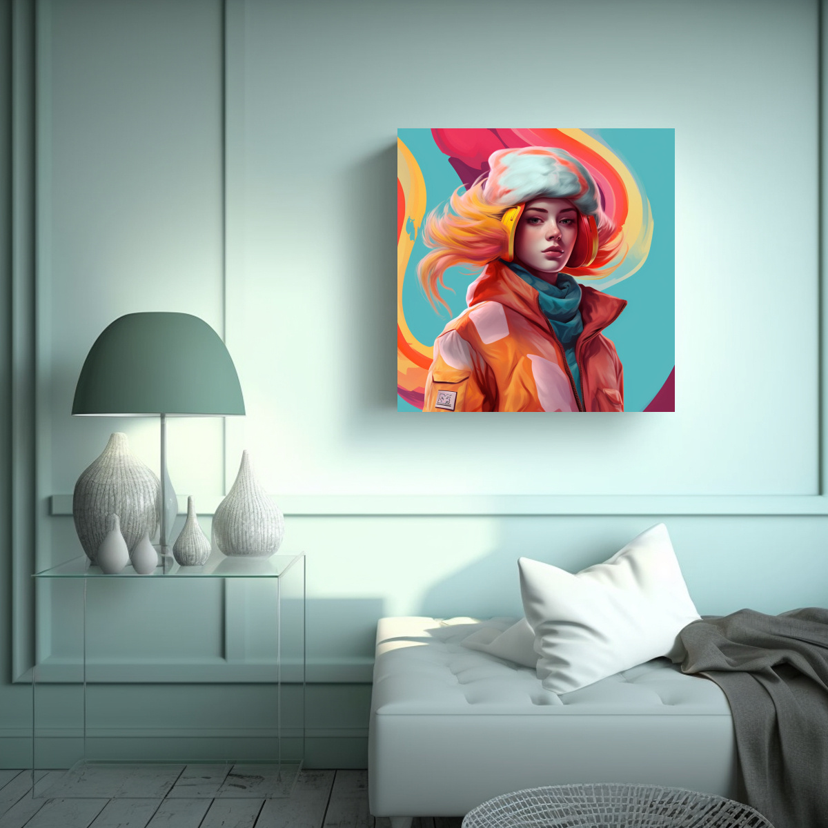LIENZO DE TELA TONOS MURAL EN CHAQUETA DE 100X100 CM - 2