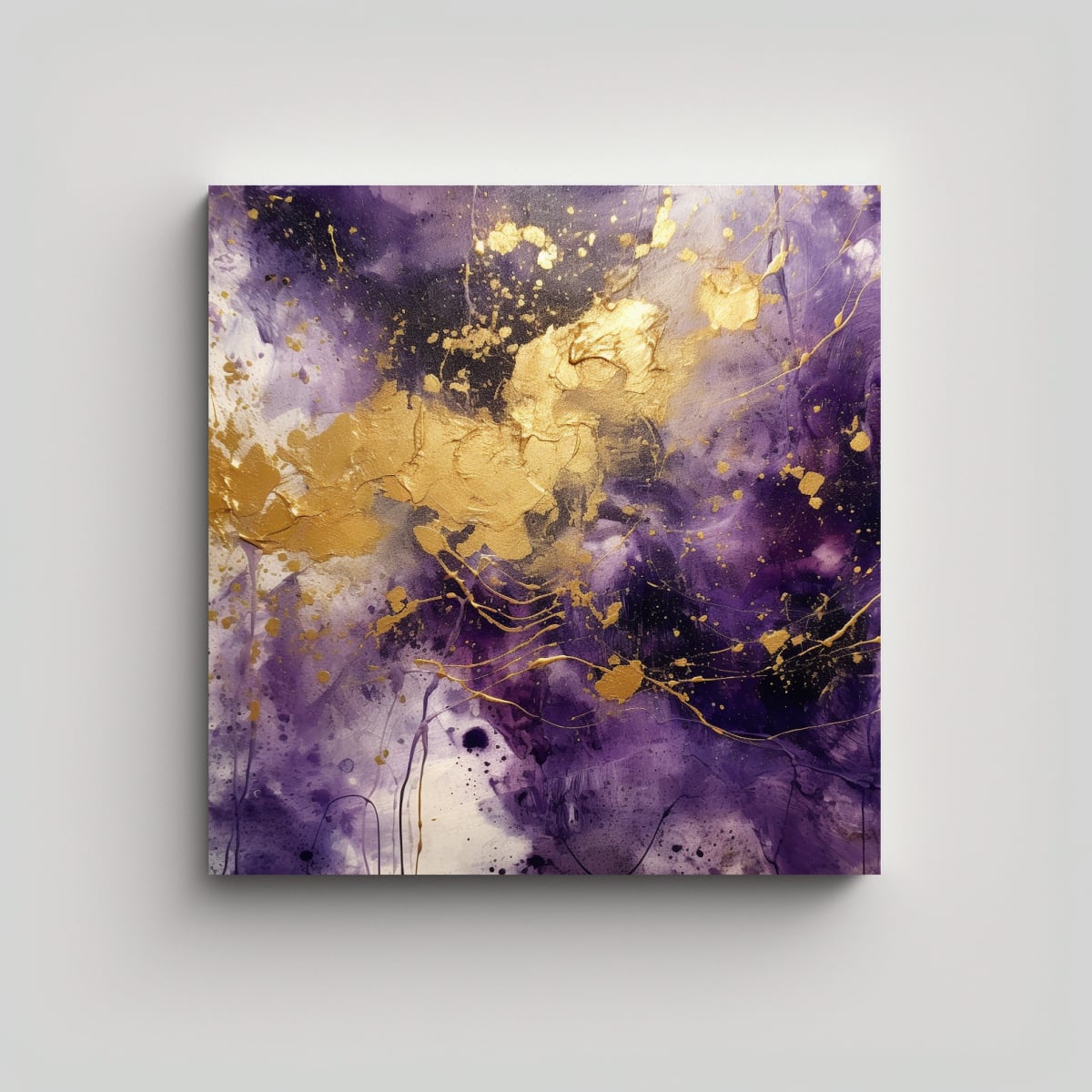 PINTURA DE PARED BELLEZA AMATISTA DORADA ABSTRACTA 20X20 CM - 1