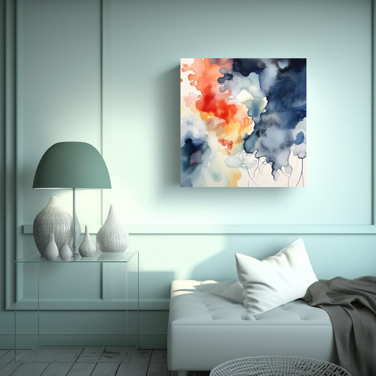 PINTURA DECORATIVA ABSTRACTA EN BASTIDOR CON TELA 90X90 CM - 2