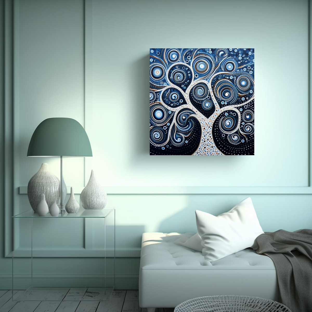 CUADRO DECORATIVO TELA SUBLIMADA DE ARTE ABORIGEN 40X40 CM - 2