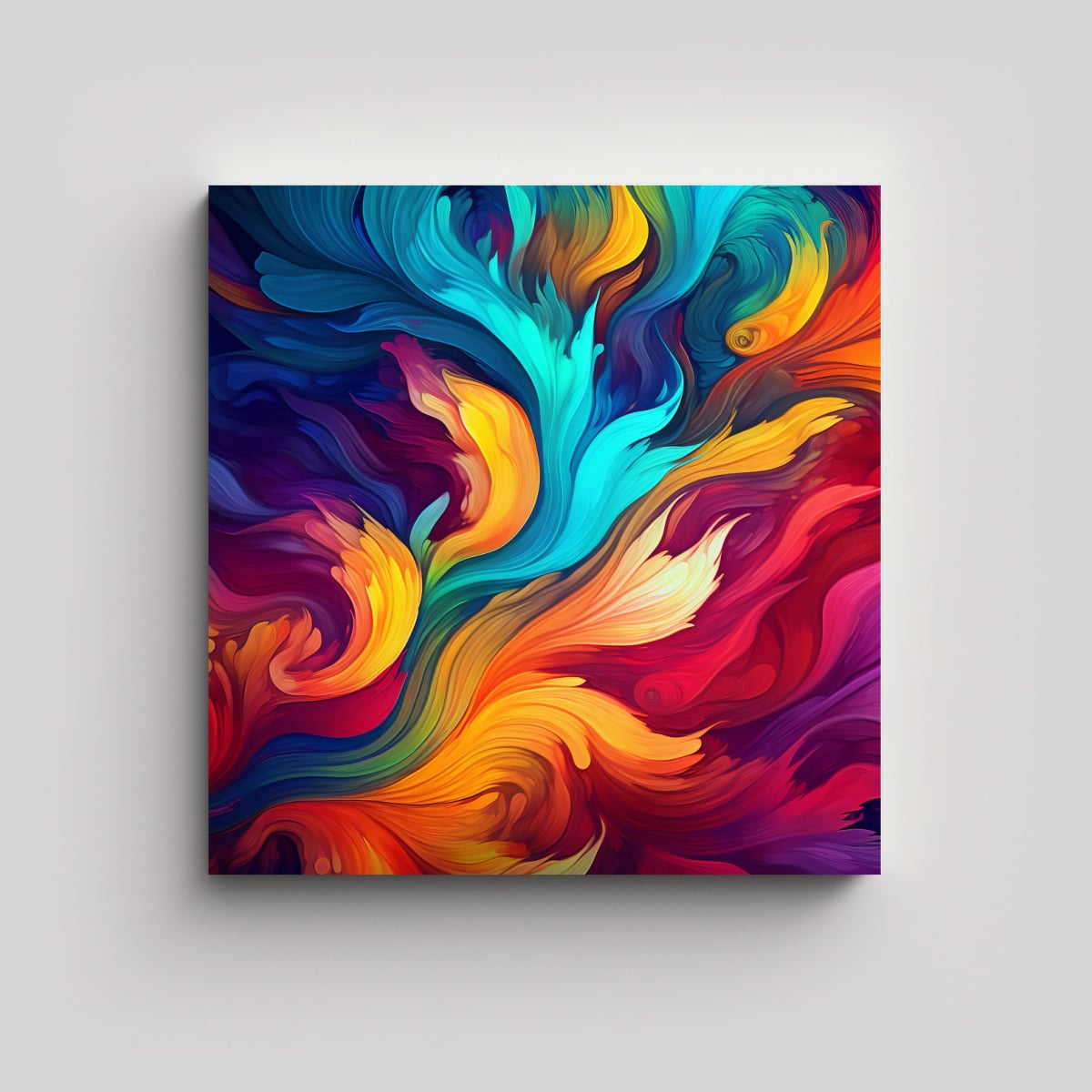 PINTURA ABSTRACTA DE FONDO COLORIDO DE CANVA 90X90 CM - 1