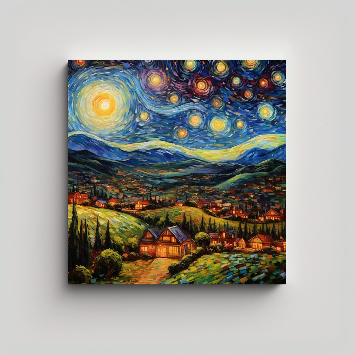 CUADRO ABSTRACTO VAN GOGH ESTRELLA NOCTURNA: 20X20 CM - 1