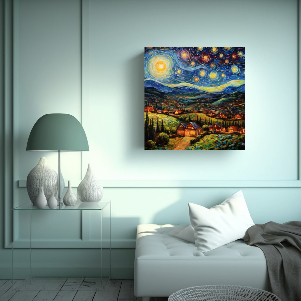 CUADRO ABSTRACTO VAN GOGH ESTRELLA NOCTURNA: 20X20 CM - 2