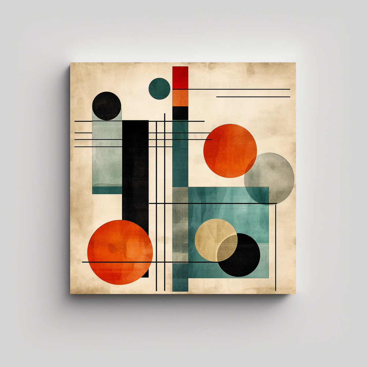 PINTURA DE PARED ABSTRACTA GEOMÉTRICA MODERNA DE 20X20 CM - 1