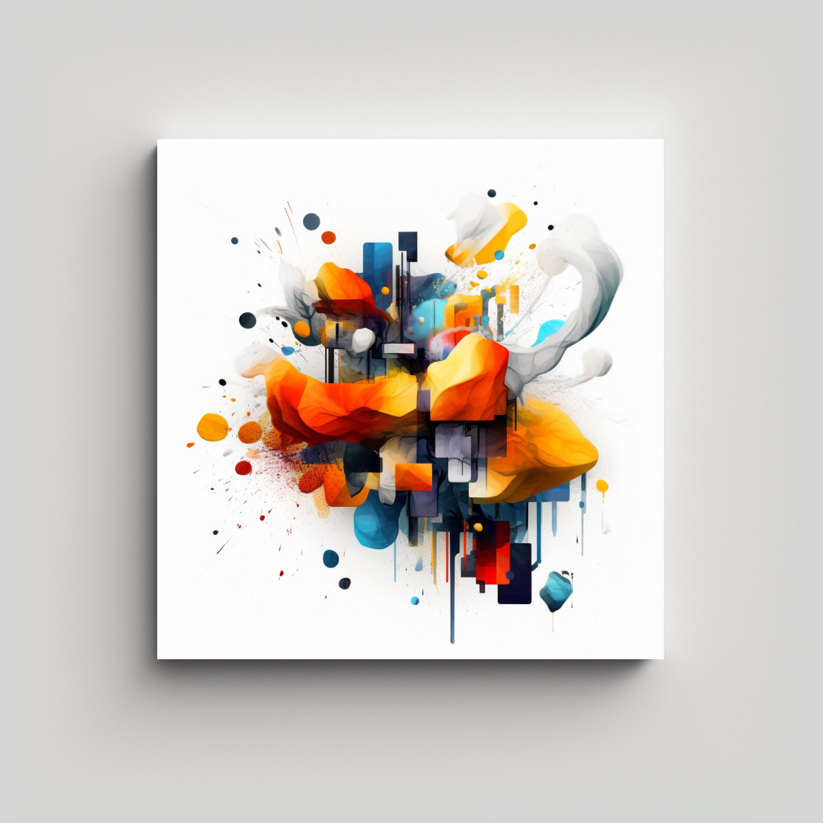 PINTURA ABSTRACTA EN COLORES VIVOS SOBRE FONDO 60X60 CM - 1