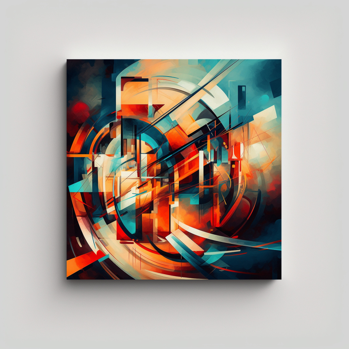 CUADRO IMPRESO RELIEVE ARTE ABSTRACTO FUTURISMO 40X40 CM - 1