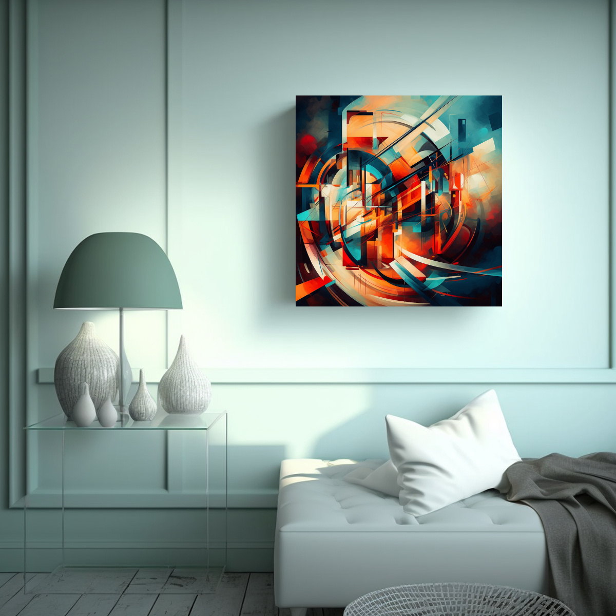 CUADRO IMPRESO RELIEVE ARTE ABSTRACTO FUTURISMO 40X40 CM - 2