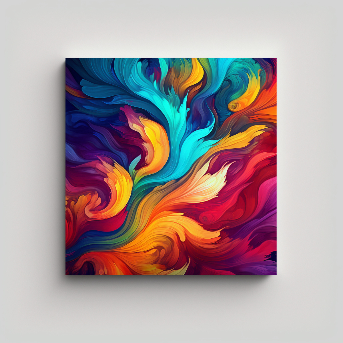 PINTURA ABSTRACTA DE FONDO COLORIDO DE CANVA 80X80 CM - 1