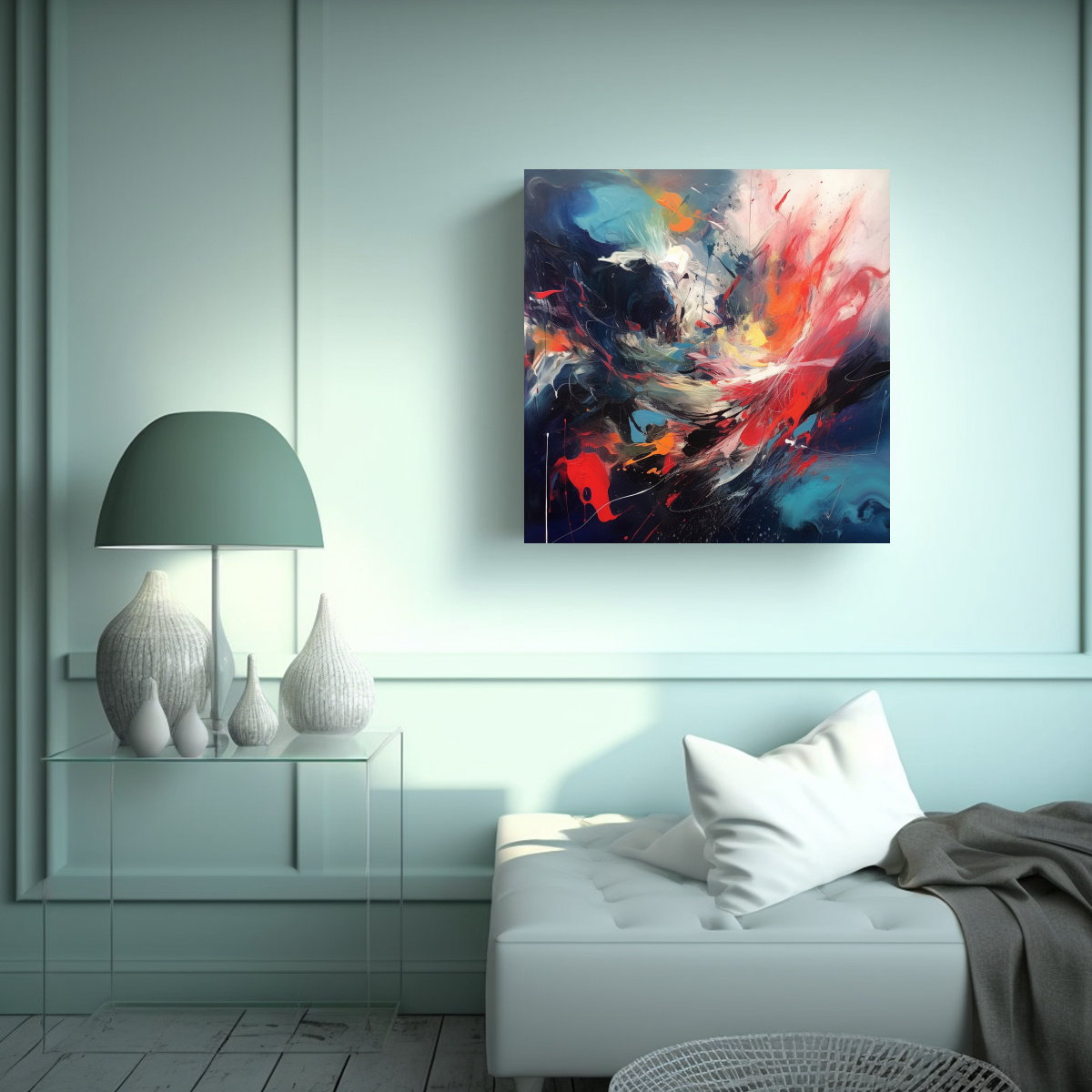 PINTURA ABSTRACTA PROFUNDA Y LUMINOSA EN 20X20 CM - 2