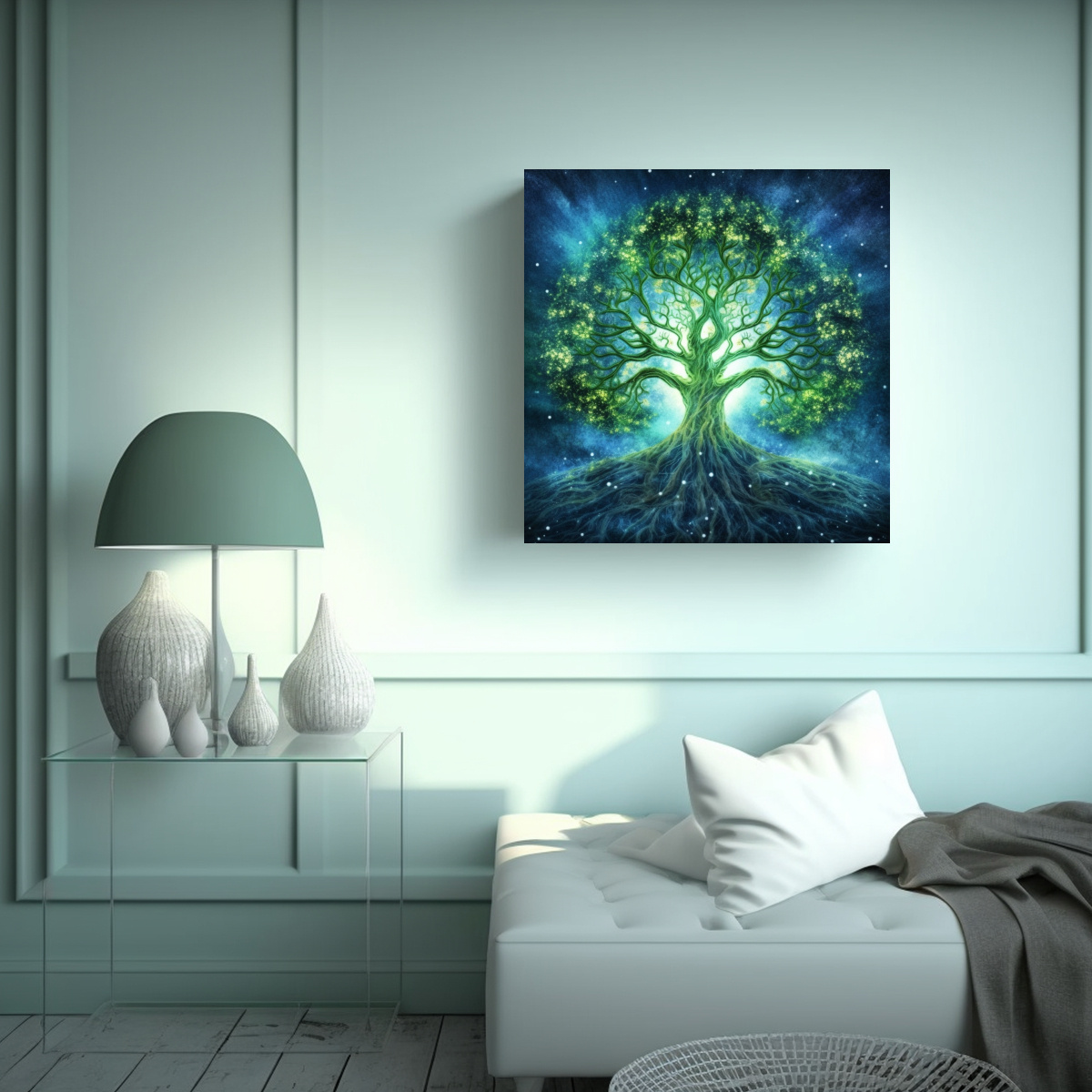 CUADRO ESCENA MYSTICAL DEL ÁRBOL CÓSMICO DE KIN 90X90 CM - 2