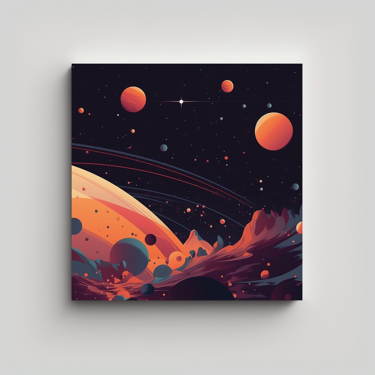 PINTURA LIENZO TEMÁTICA NOCHE ESTRELLADA CON 30X30 CM - 1