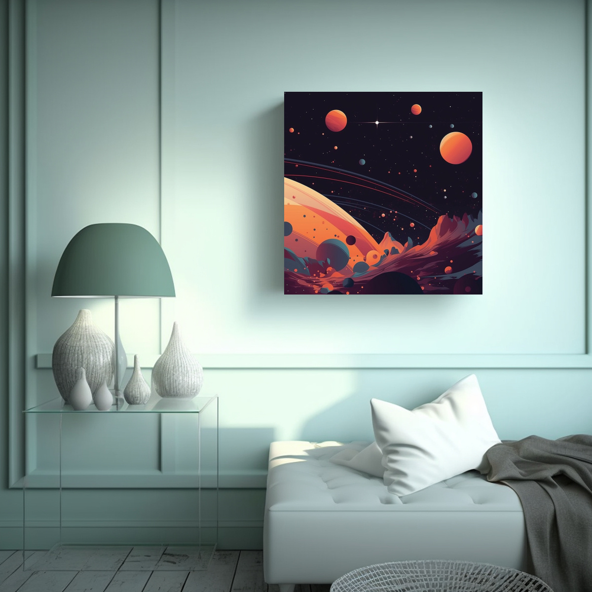 PINTURA LIENZO TEMÁTICA NOCHE ESTRELLADA CON 30X30 CM - 2
