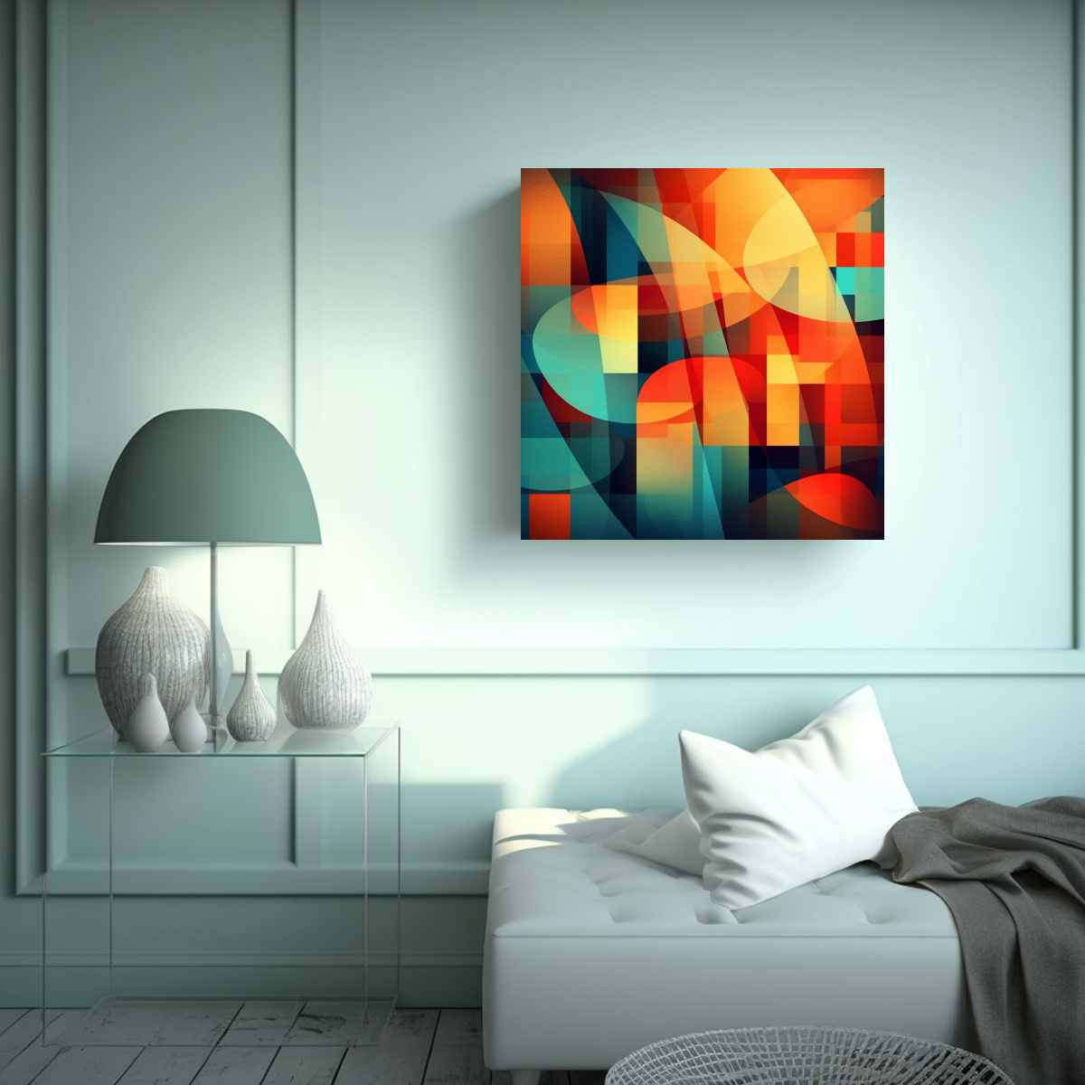 PINTURAS DECORATIVAS CON FORMAS ABSTRACTAS DE 90X90 CM - 2