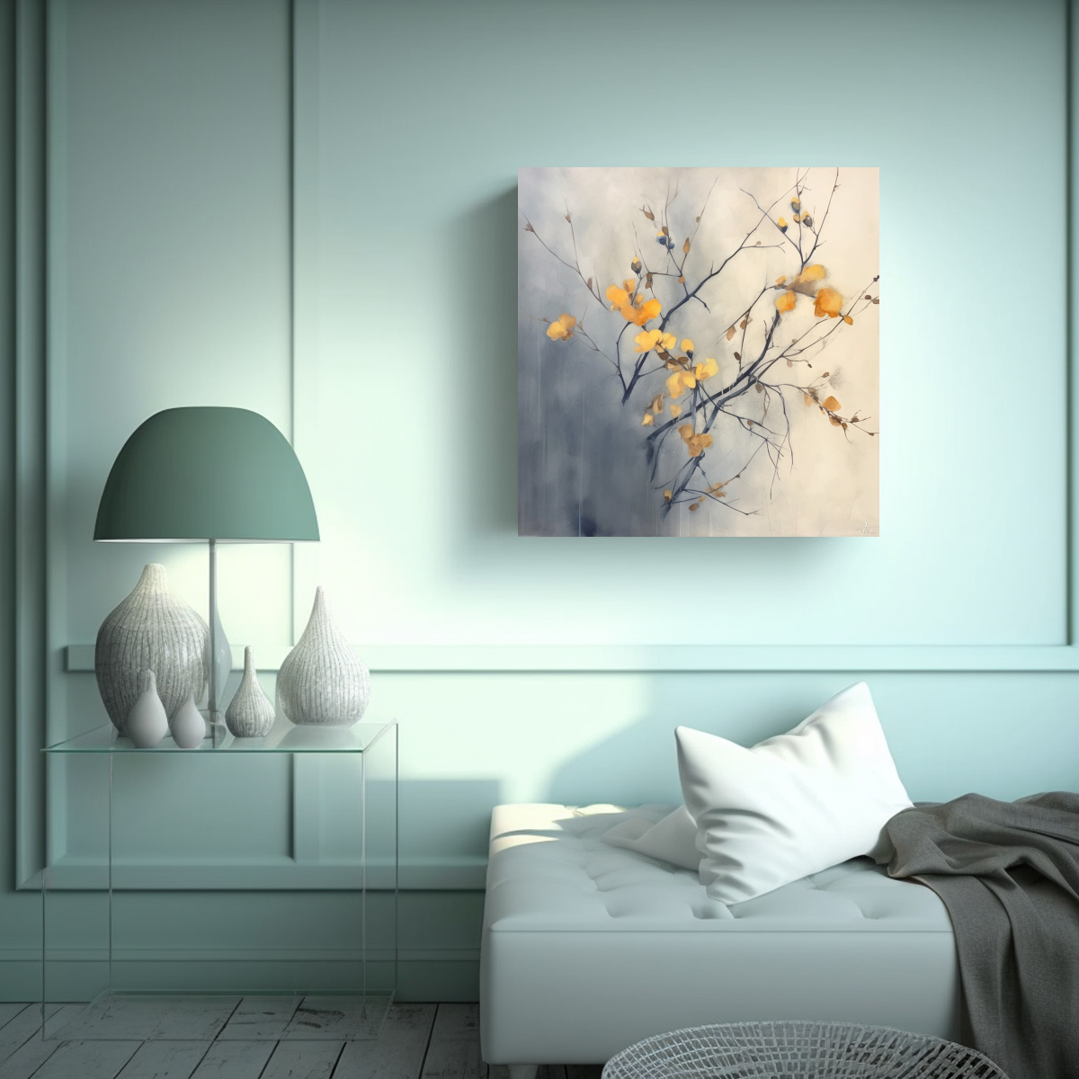 PINTURA EN BASTIDOR CON DIBUJO LINEAL EN 80X80 CM - 2