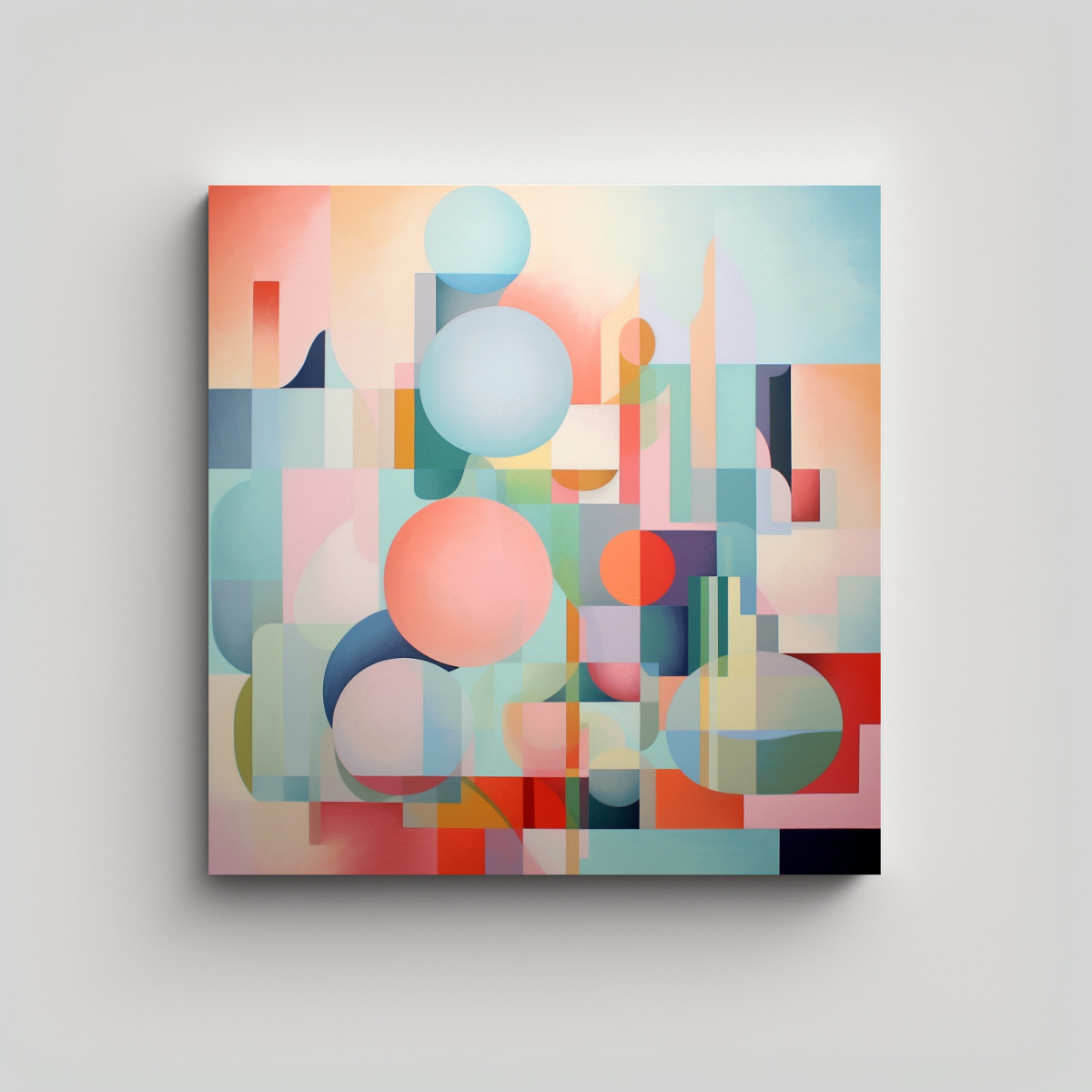CUADRO LIENZO ABSTRACCIÓN CALMA, INTERACCIÓN 90X90 CM - 1