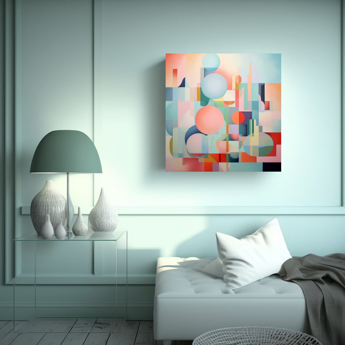 CUADRO LIENZO ABSTRACCIÓN CALMA, INTERACCIÓN 90X90 CM - 2