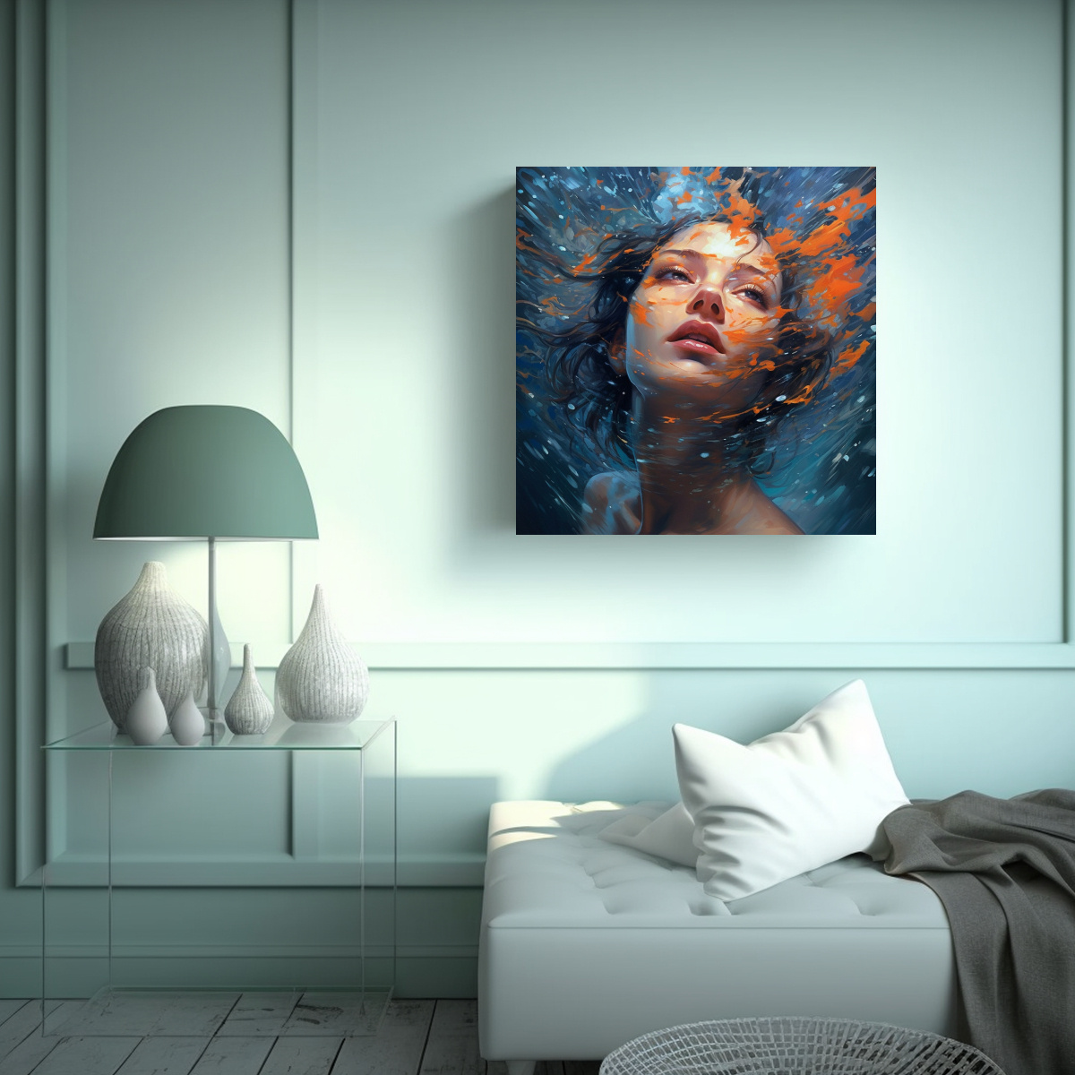 CUADRO IMPRESIONANTE DE ROSTRO DE MUJER EN 40X40 CM - 2