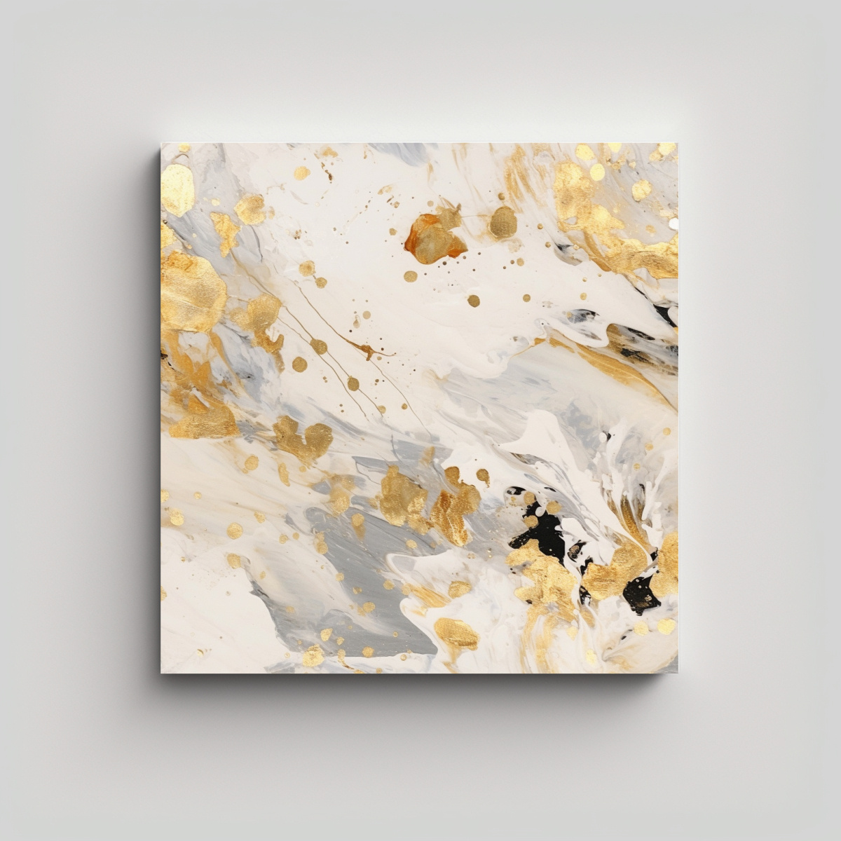 PINTURA ABSTRACTA EN CREMA Y BLANCO CON DETALLES 70X70 CM - 1
