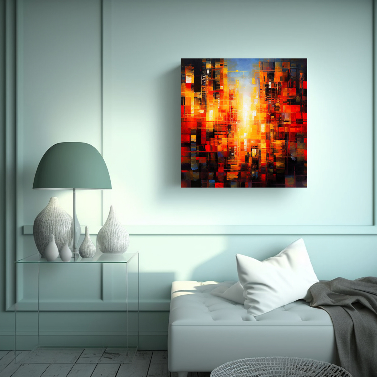 TELA EN BASTIDOR HERMOSO ARMONÍA DE COLORES CON 90X90 CM - 2