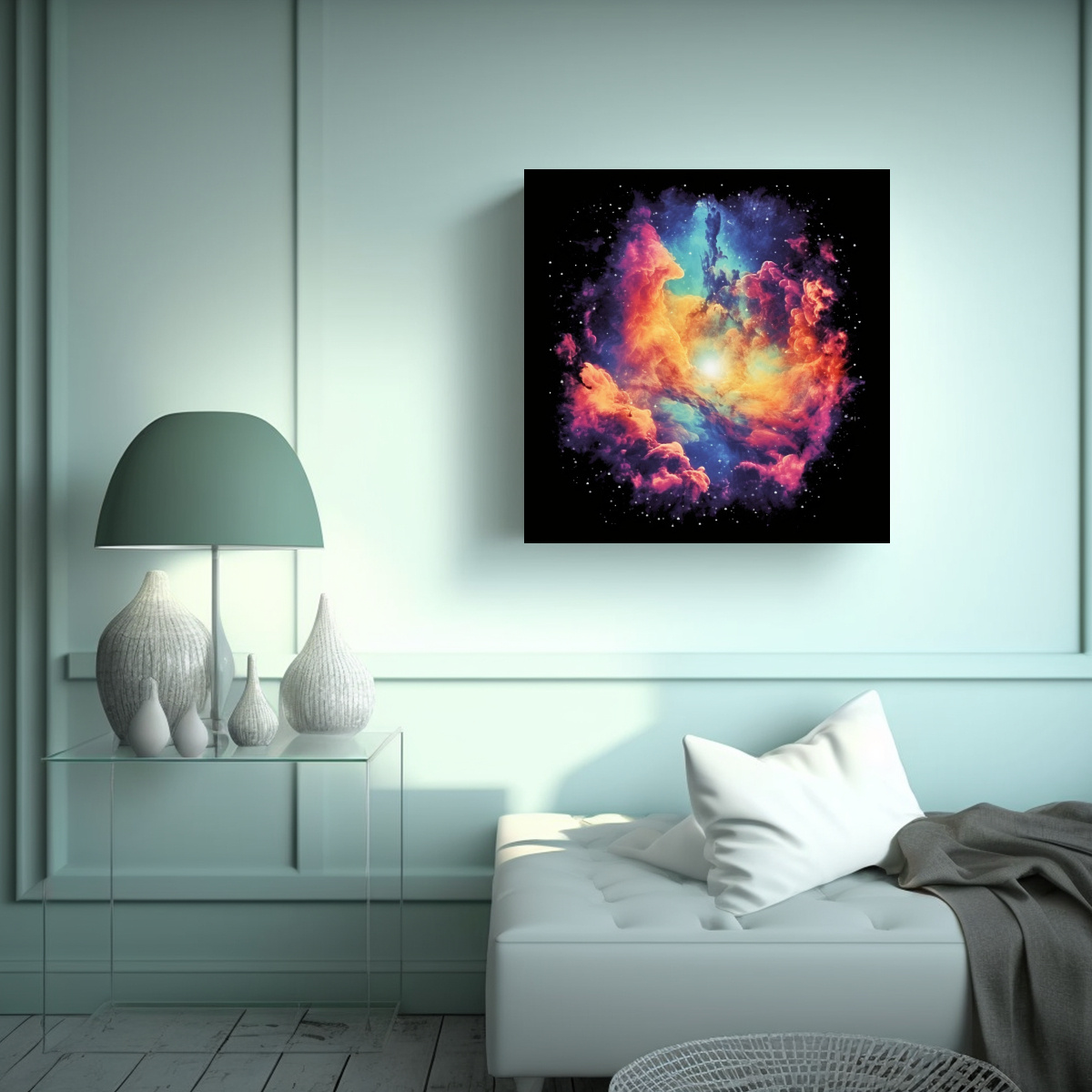 PINTURA DECORATIVA DE ARTE MURAL DE NEBULOSA 70X70 CM - 2