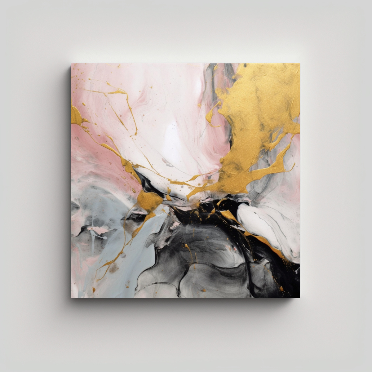 PINTURA ABSTRACTA EN LIENZO DE CALMA NEGRO Y 70X70 CM - 1