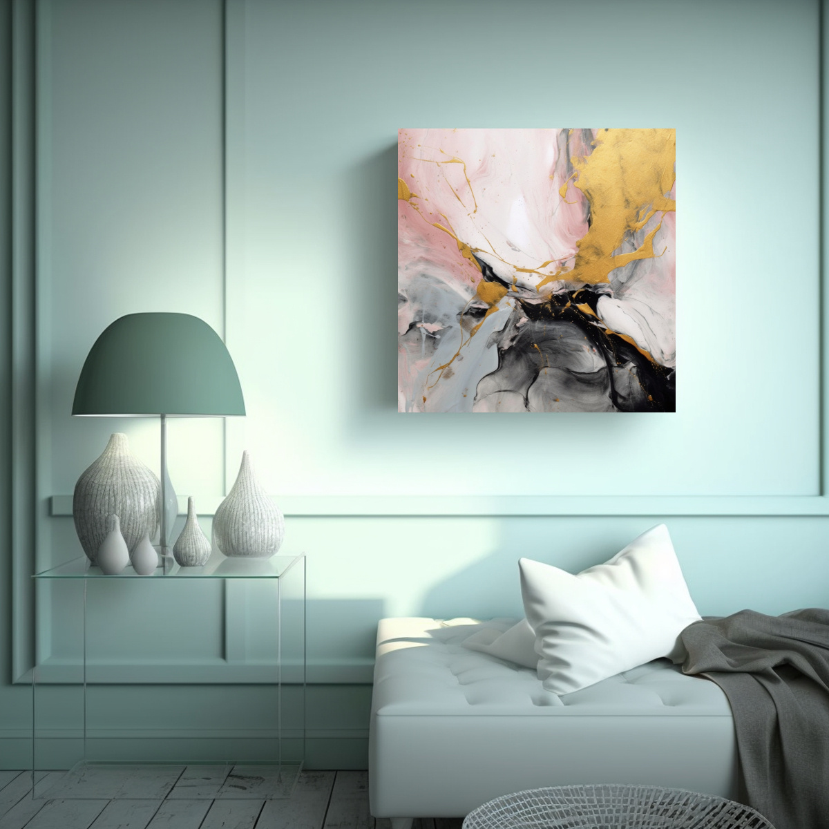 PINTURA ABSTRACTA EN LIENZO DE CALMA NEGRO Y 70X70 CM - 2