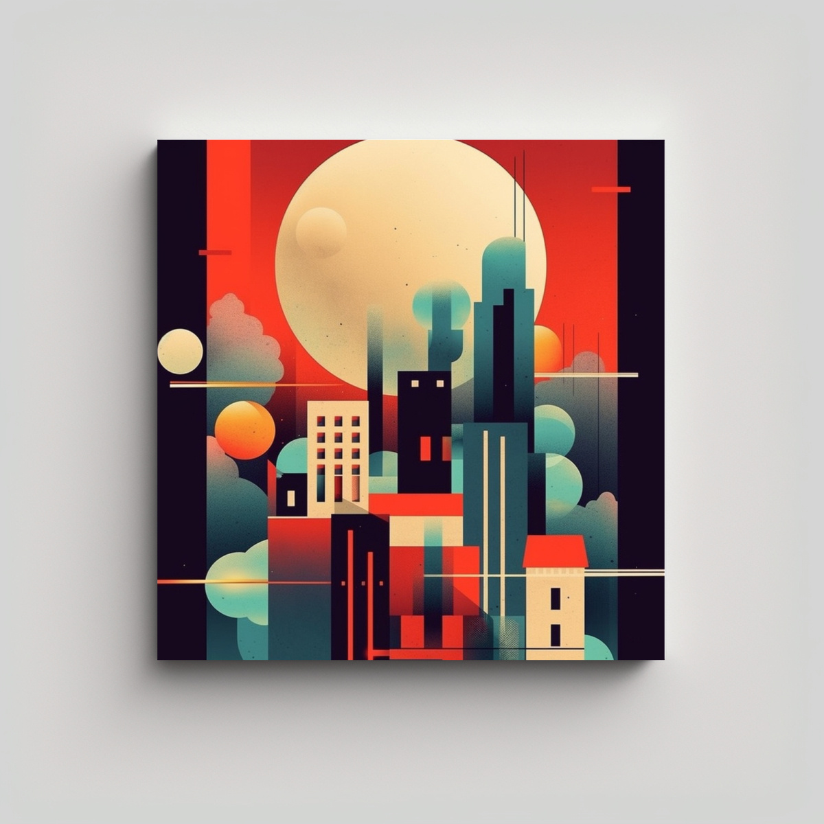 PINTURAS DECORATIVAS INNOVADORAS DE CIUDAD EN 80X80 CM - 1