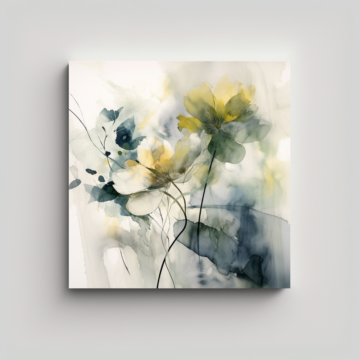 CUADRO ABSTRACTO EN ACUARELA MODERNA CON FORMA DE 60X60 CM - 1