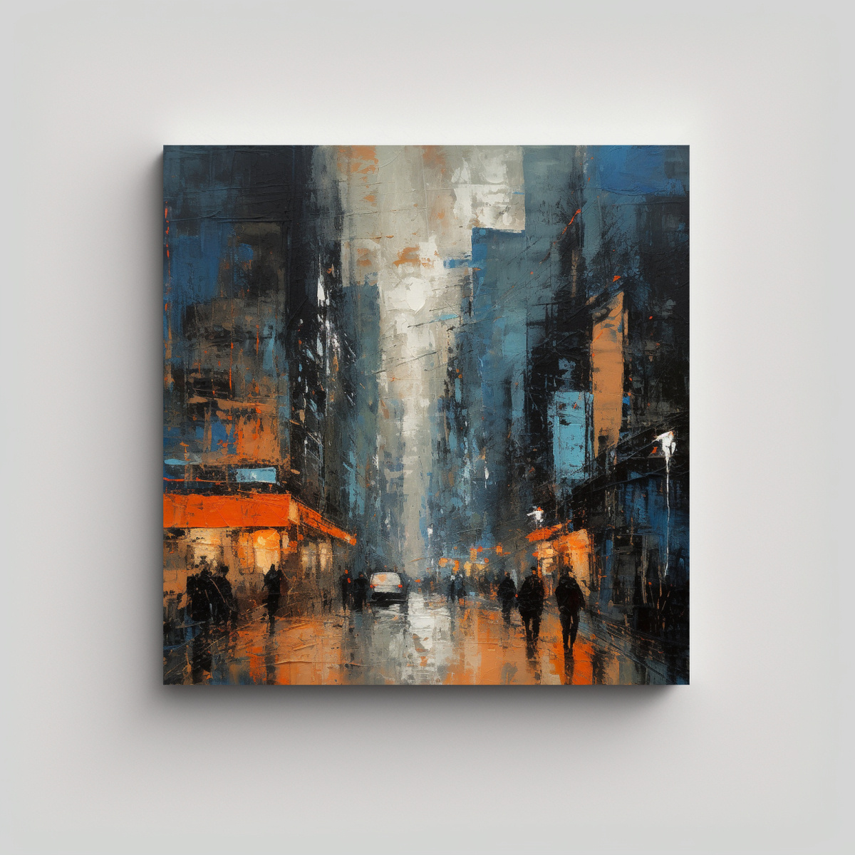 PINTURA DE CIUDAD EN LIENZO CONCEPTUAL CON EFECTO 90X90 CM - 1