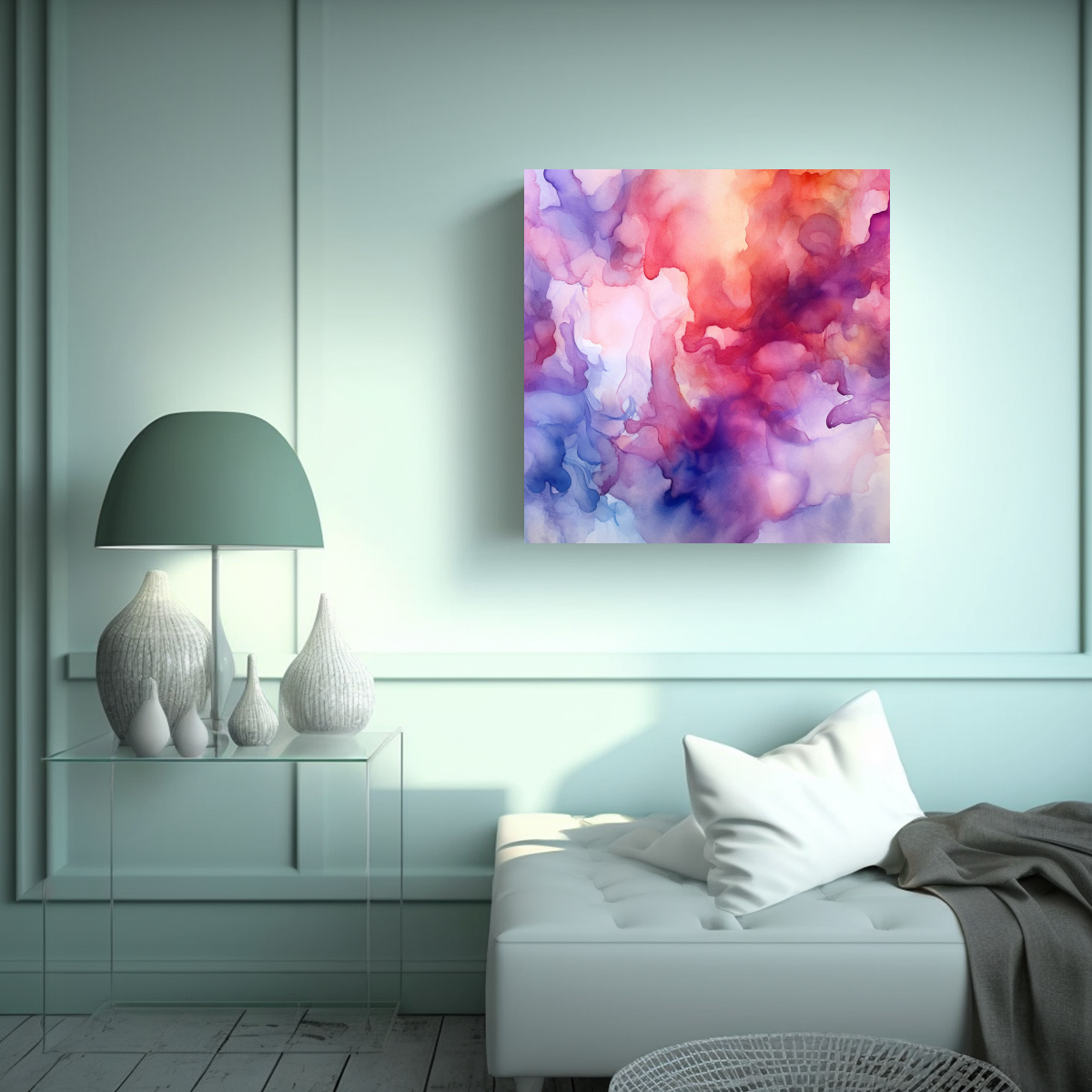 CUADRO EXPRESIÓN BAÑO FONDO ACUARELA TINTADA 80X80 CM - 2