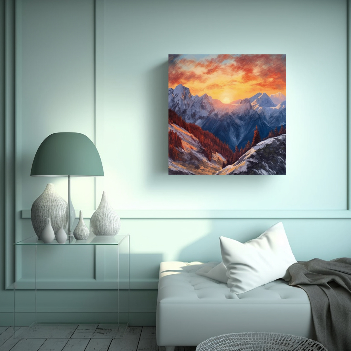 LIENZO DISEÑO INTENSIDAD PINTURA DEL PAISAJE DEL 20X20 CM - 2