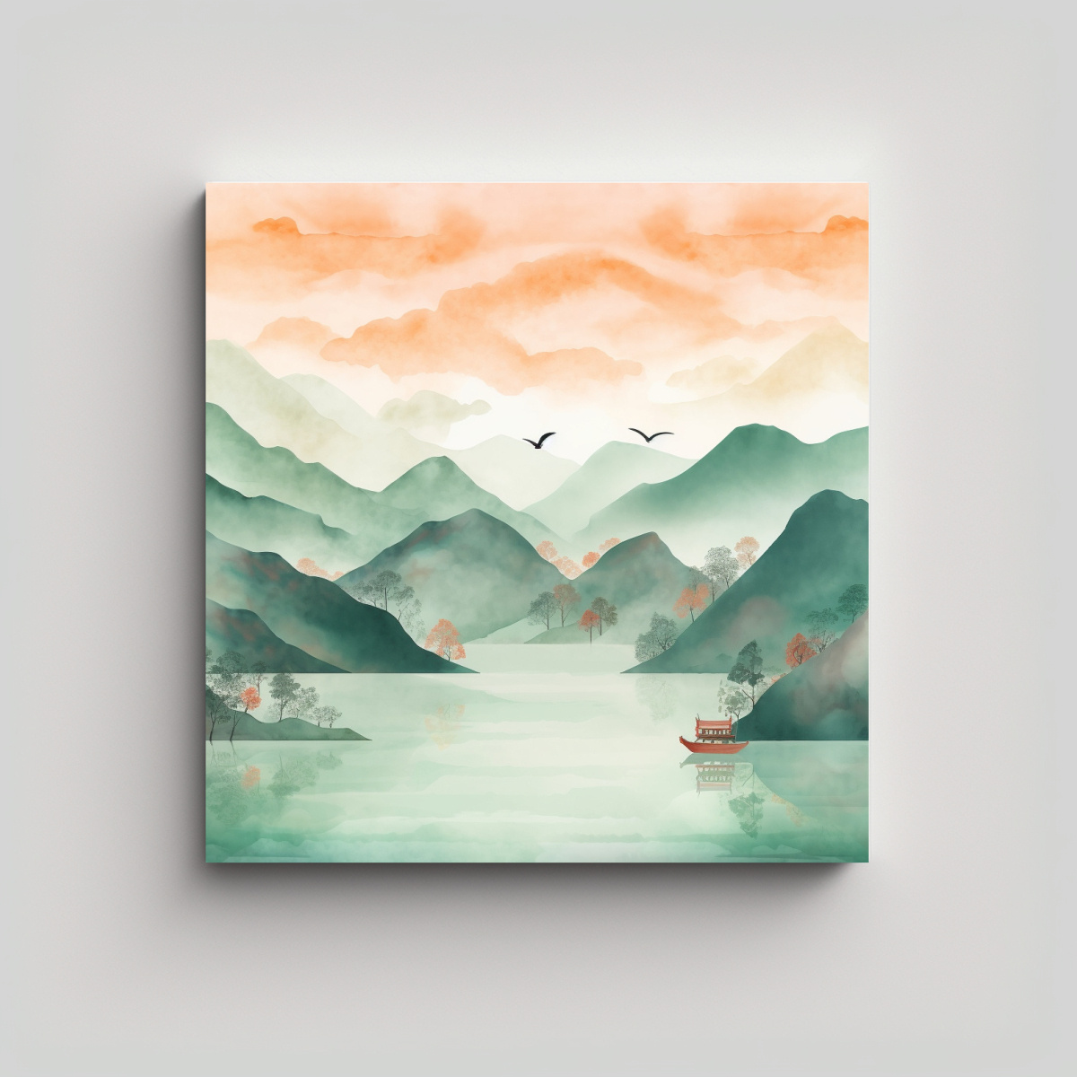CUADRO DE MONTAÑAS EN FONDO BLANCO PARA 20X20 CM - 1