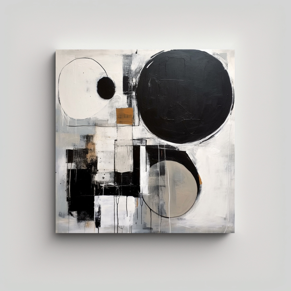 PINTURA EN BASTIDOR ESTRELLADOS MOTHERWELL BLANCO 20X20 CM - 1