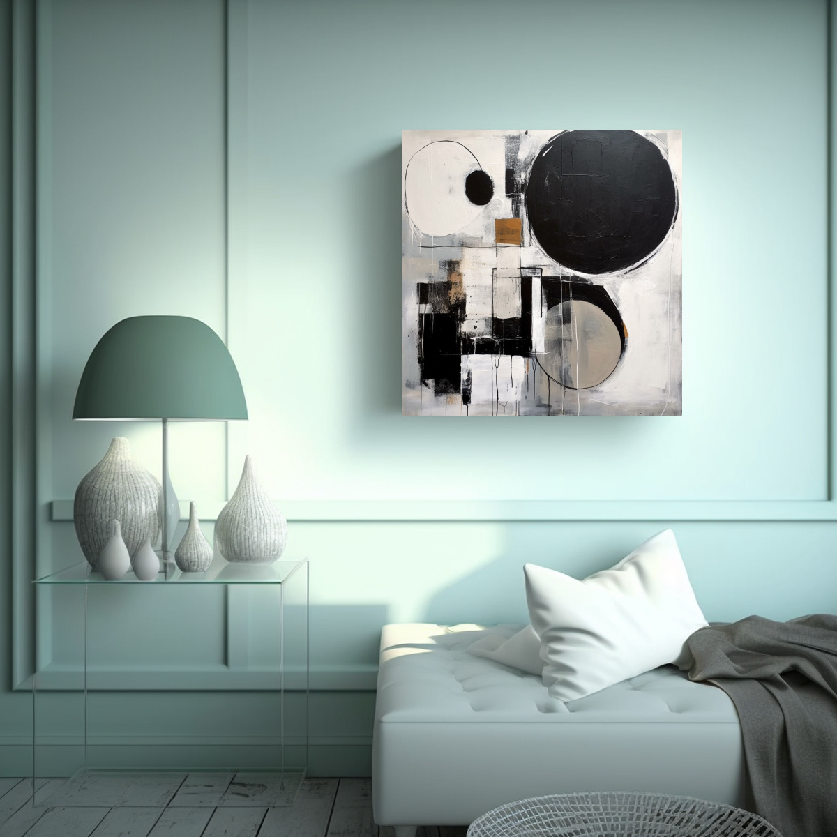 PINTURA EN BASTIDOR ESTRELLADOS MOTHERWELL BLANCO 20X20 CM - 2