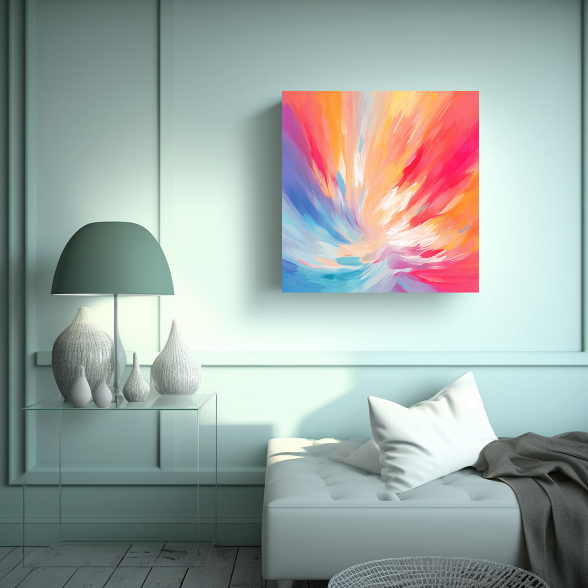 PINTURA AL ÓLEO CUADRO COLORES LUMINOSIDAD 100X100 CM - 2