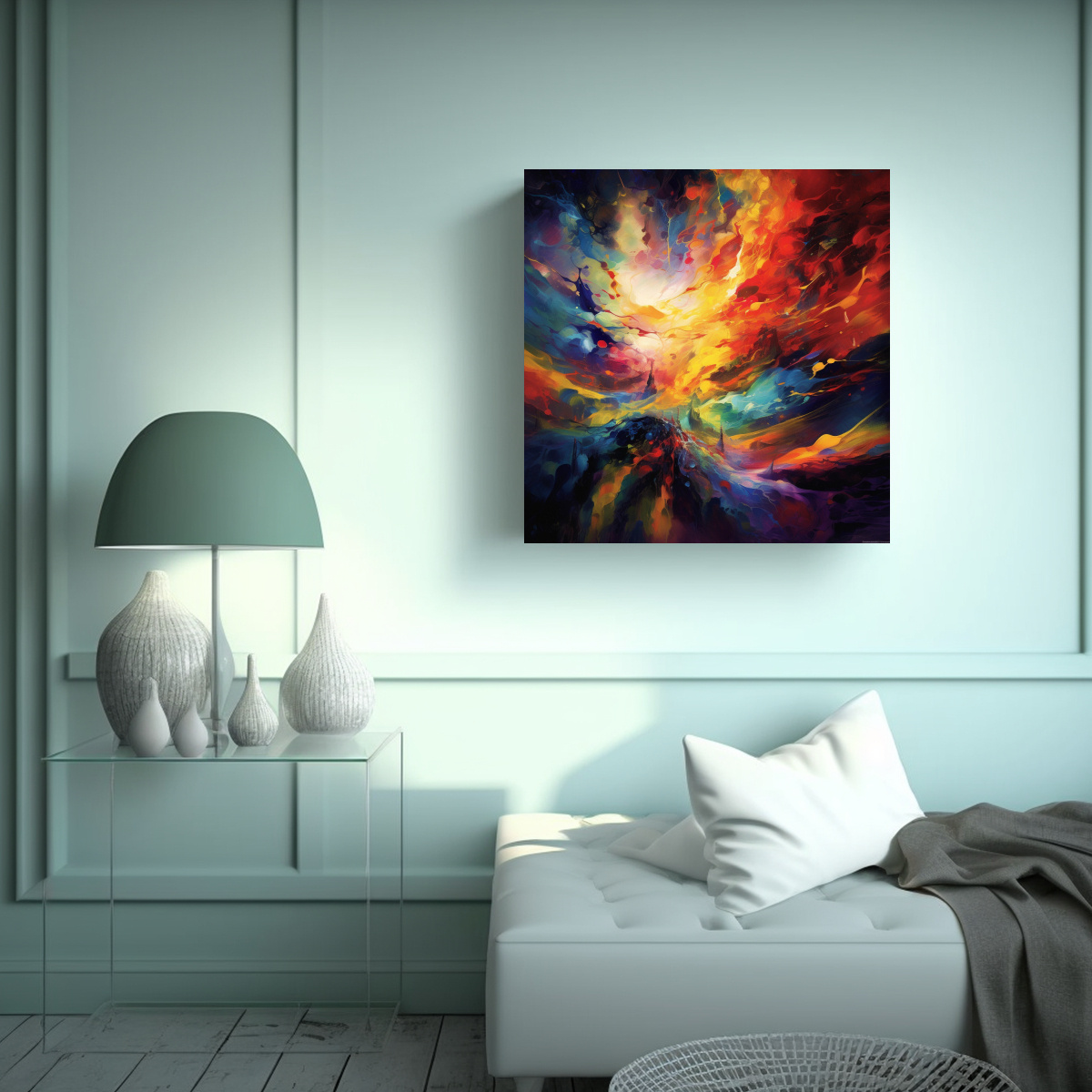CUADRO DECORATIVO DE COMPOSICIÓN MULTICOLOR CON 70X70 CM - 2