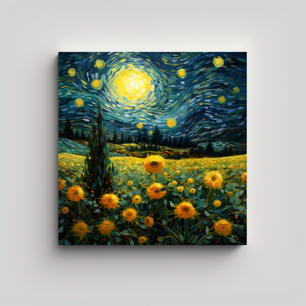 DIBUJO EN BASTIDOR DE TELA TEMÁTICA JARDÍN DE 70X70 CM - 1