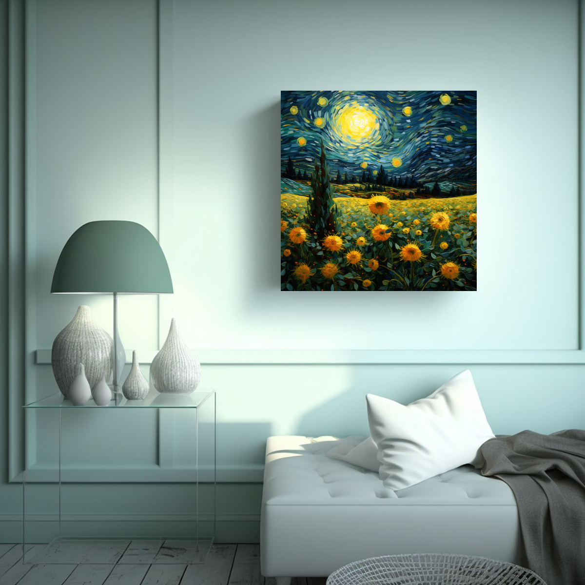 DIBUJO EN BASTIDOR DE TELA TEMÁTICA JARDÍN DE 70X70 CM - 2
