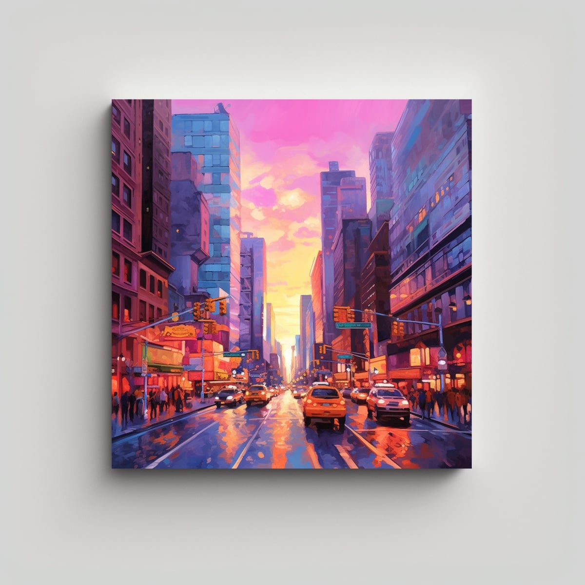 CUADRO DIBUJO MOTIVO CIUDAD AL ATARDECER CON 40X40 CM - 1