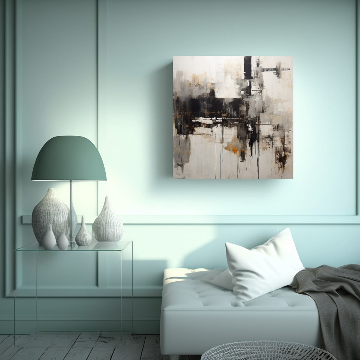 PINTURA EN BLANCO Y NEGRO CON IMPACTO VISUAL EN 20X20 CM - 2