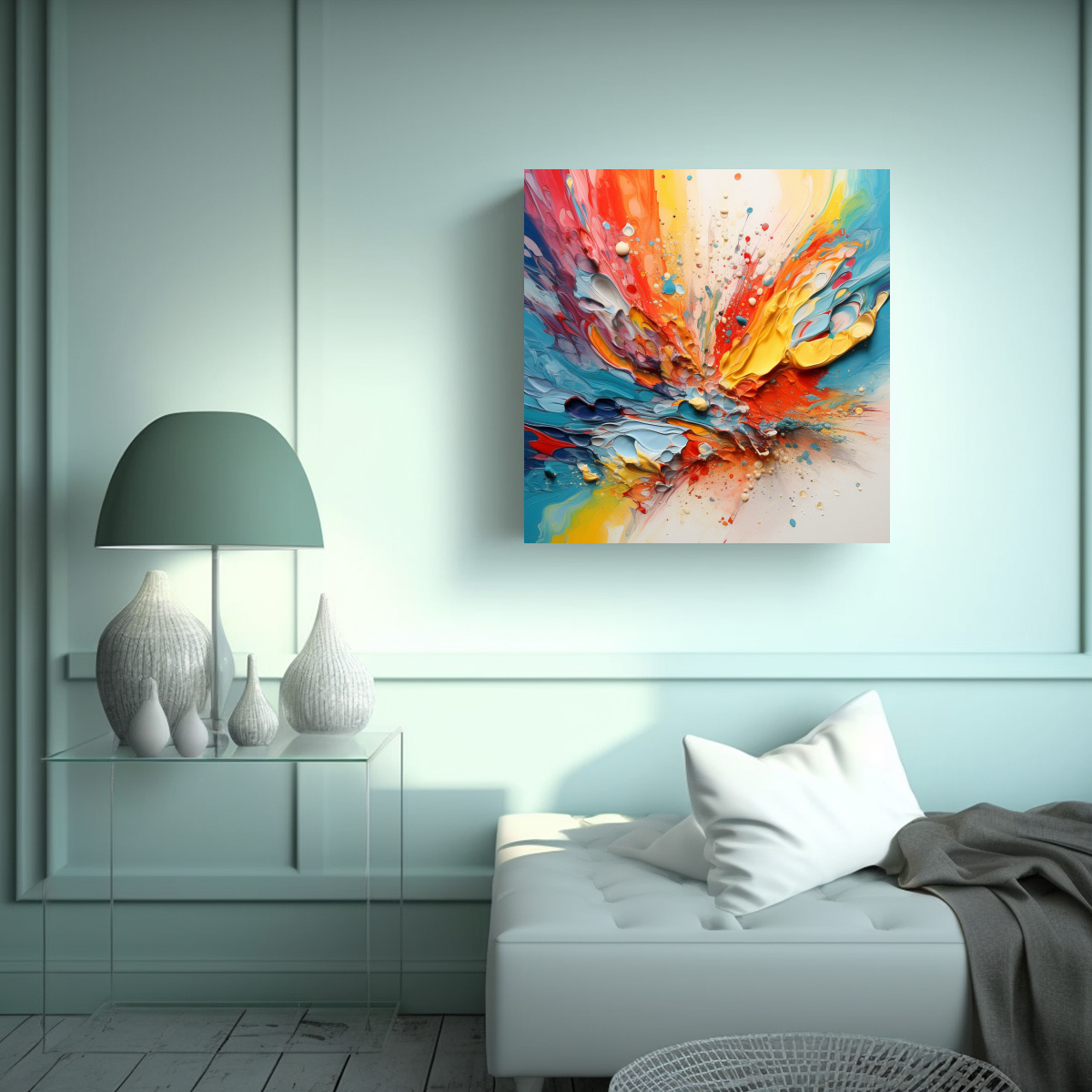 CUADRO TELA SUBLIMADA ABSTRACTO ENIGMÁTICO EN 90X90 CM - 2